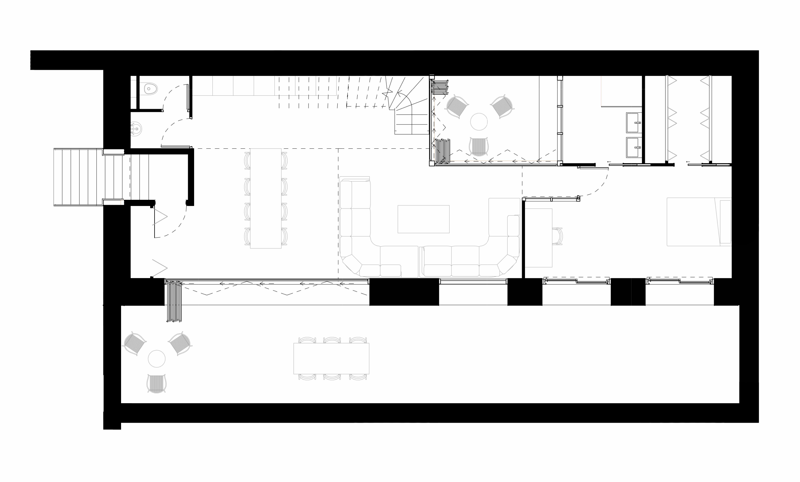 Plan du rez-de-chaussée et des deux patios